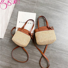 Casual Rattan Straw Bag Small Purse Handbags Summer Beach Crossbody