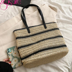 Straw Shopper Tote Rattan Woven Shoulder Bags Large Capacity Handbags