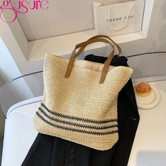 Straw Shopper Tote Rattan Woven Shoulder Bags Large Capacity Handbags