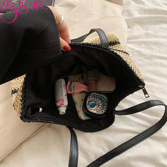 Straw Shopper Tote Rattan Woven Shoulder Bags Large Capacity Handbags