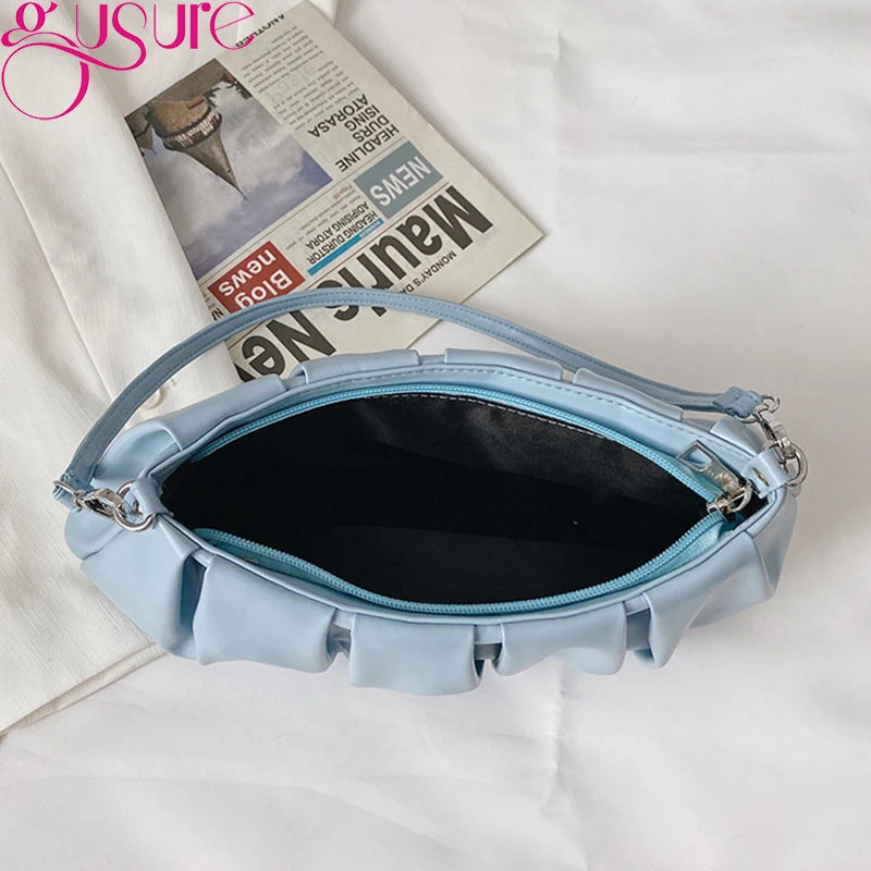 Cloud Fold Shoulder Bag Underarm French Small Handbag Purse Female
