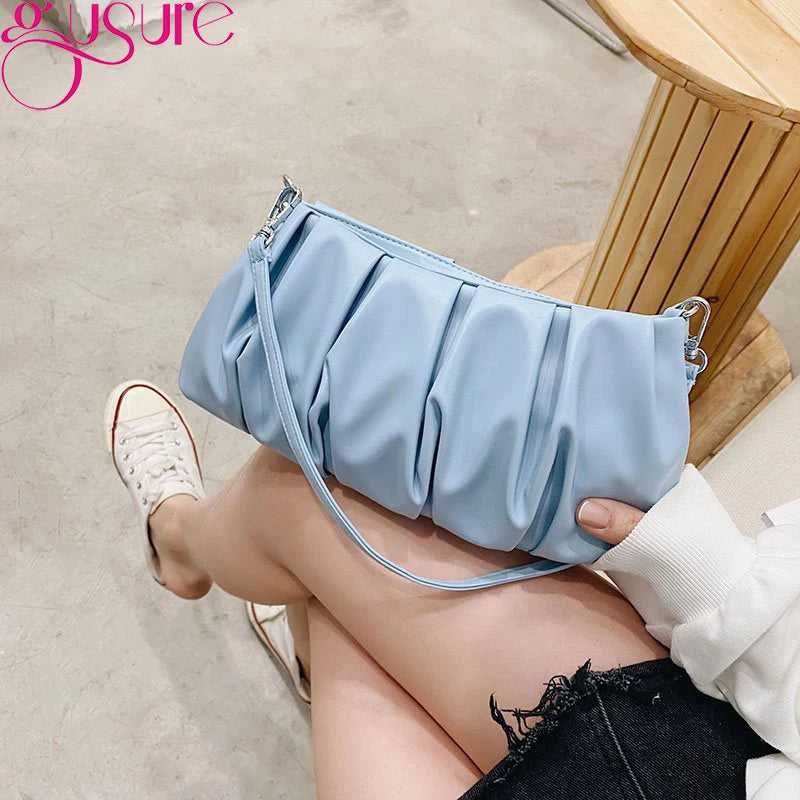 Cloud Fold Shoulder Bag Underarm French Small Handbag Purse Female