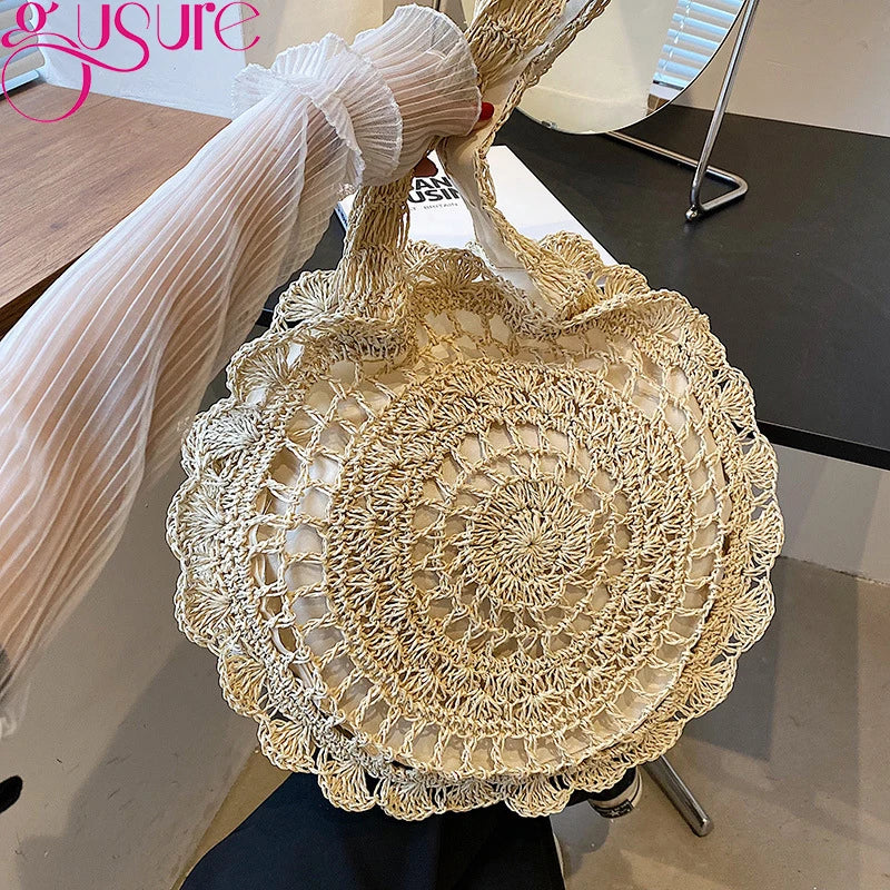 Large Capacity Round Women Beach Bags for Travel Handbags