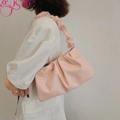 Ruched Cloud Small Clutch Handbag Purse Female Spring Chain Shoulder Bag
