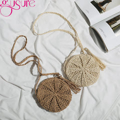 Bohemia Straw Half Bag Crossbody Handbag Small Beach Rattan Woven