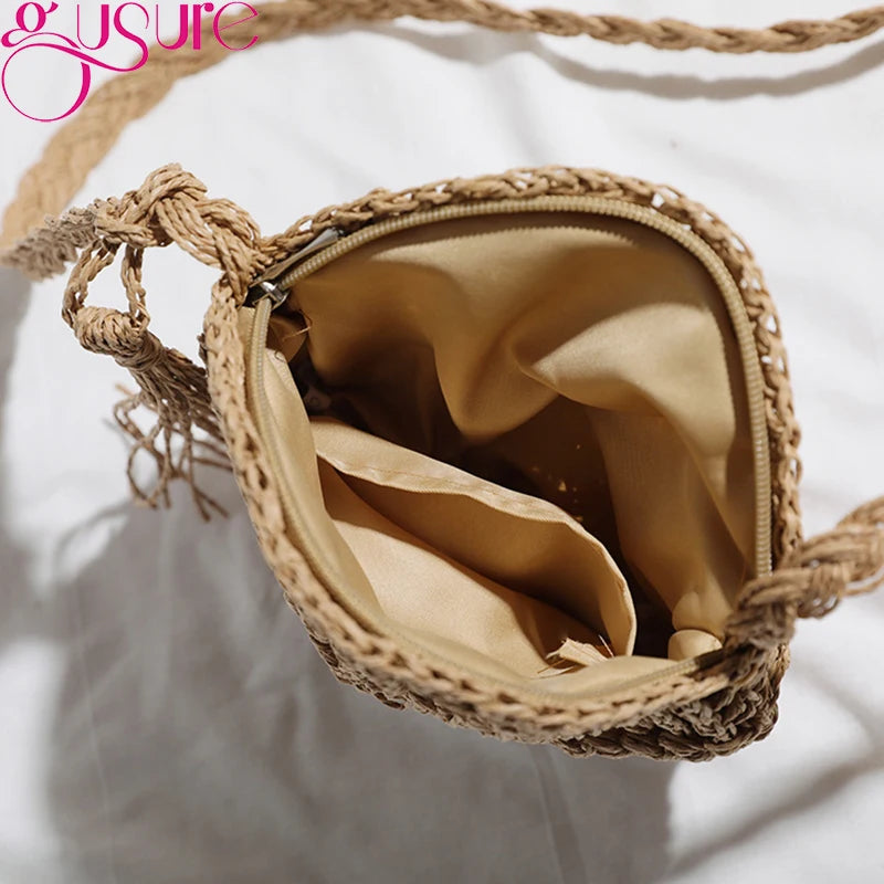 Bohemia Straw Half Bag Crossbody Handbag Small Beach Rattan Woven