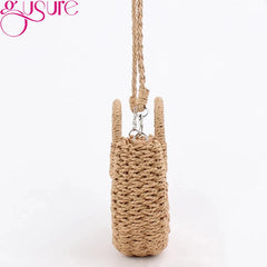 Round Rattan Crossbody Bag Summer Beach Women Messenger Shoulder