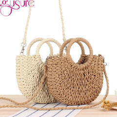 Round Rattan Crossbody Bag Summer Beach Women Messenger Shoulder
