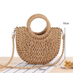 Round Rattan Crossbody Bag Summer Beach Women Messenger Shoulder