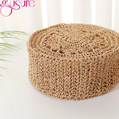 Round Rattan Woven Straw Crossbody Bag Hollow Shoulder Bags
