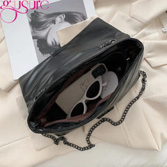 Lattice Square Crossbody Bag Quilted PU Leather Women Chain Handbag