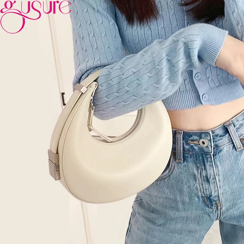 Half Moon Underarm Shoulder Bag Small Clutch Handbag For Women
