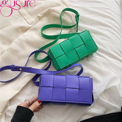 Woven PU Leather Waist Bag for Women Crossbody Shoulder Pouch