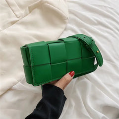Woven PU Leather Waist Bag for Women Crossbody Shoulder Pouch