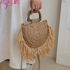 Rattan Knitting Women Straw Crossbody Bag Small Handbag for Summer Beach