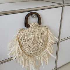 Rattan Knitting Women Straw Crossbody Bag Small Handbag for Summer Beach