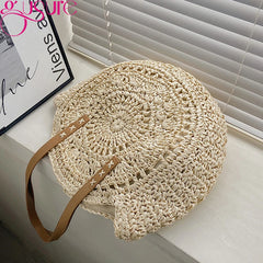 Rattan Women Shoulder Bags Casual Straw Woven Large Capacity Handbag