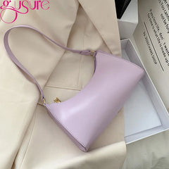Retro Underarm Bag Soft PU Leather Women Candy Ladies Handbags