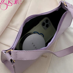Retro Underarm Bag Soft PU Leather Women Candy Ladies Handbags