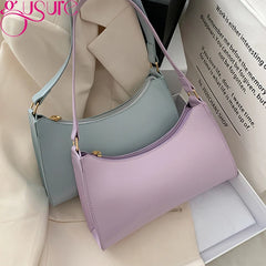 Retro Underarm Bag Soft PU Leather Women Candy Ladies Handbags