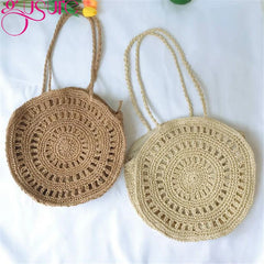 Beach Shoulder Bags Women Hollow Handbags Straw Knitting Bags