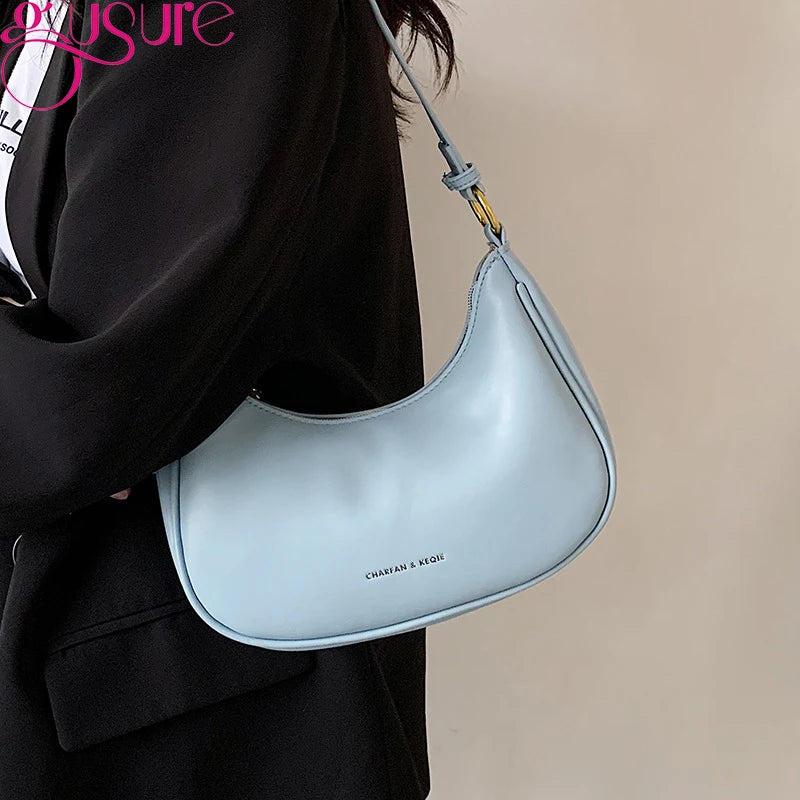 Small PU Leather Shoulder Bag for Women, Casual Vintage Underarm Handbag