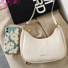 Small PU Leather Shoulder Bag for Women, Casual Vintage Underarm Handbag