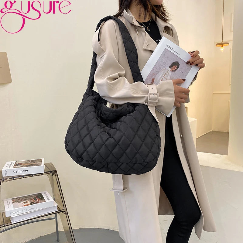 Quilted Crossbody Bag for Women Shopper Tote Handbag Purse