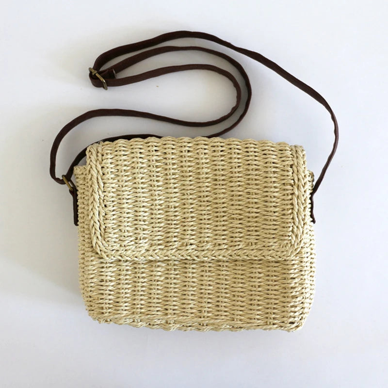Straw Crossbody Bag Bohemian Small Knitting Summer Beach Purse Handbag