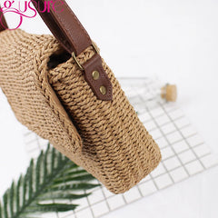 Straw Crossbody Bag Bohemian Small Knitting Summer Beach Purse Handbag