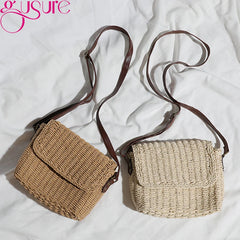 Straw Crossbody Bag Bohemian Small Knitting Summer Beach Purse Handbag