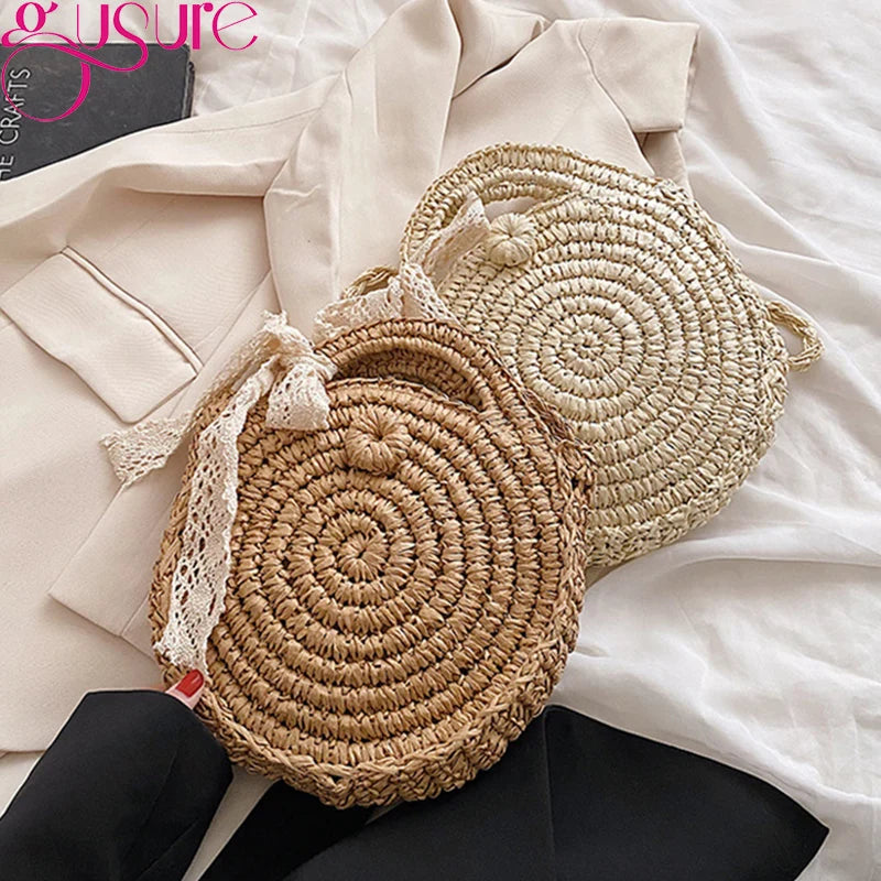 Summer Straw Woven Bags For Women Raffia Rattan Beach Bags