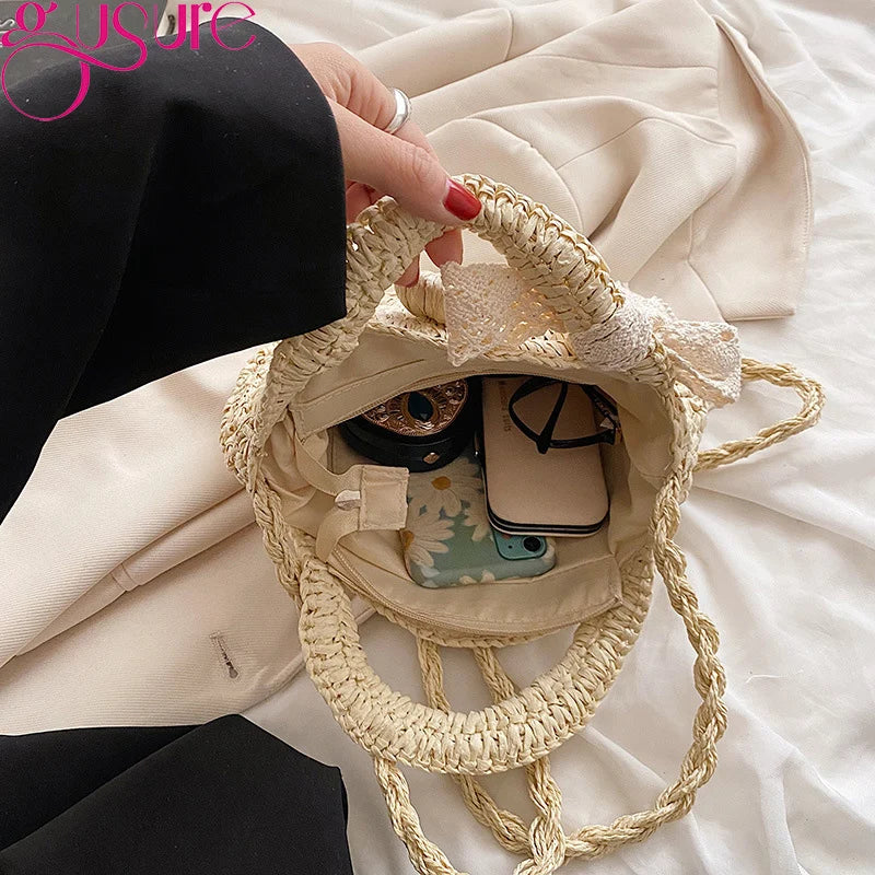 Summer Straw Woven Bags For Women Raffia Rattan Beach Bags