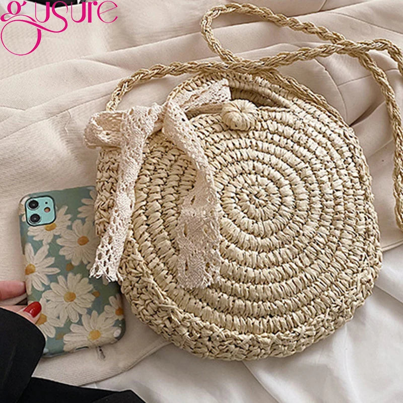 Summer Straw Woven Bags For Women Raffia Rattan Beach Bags