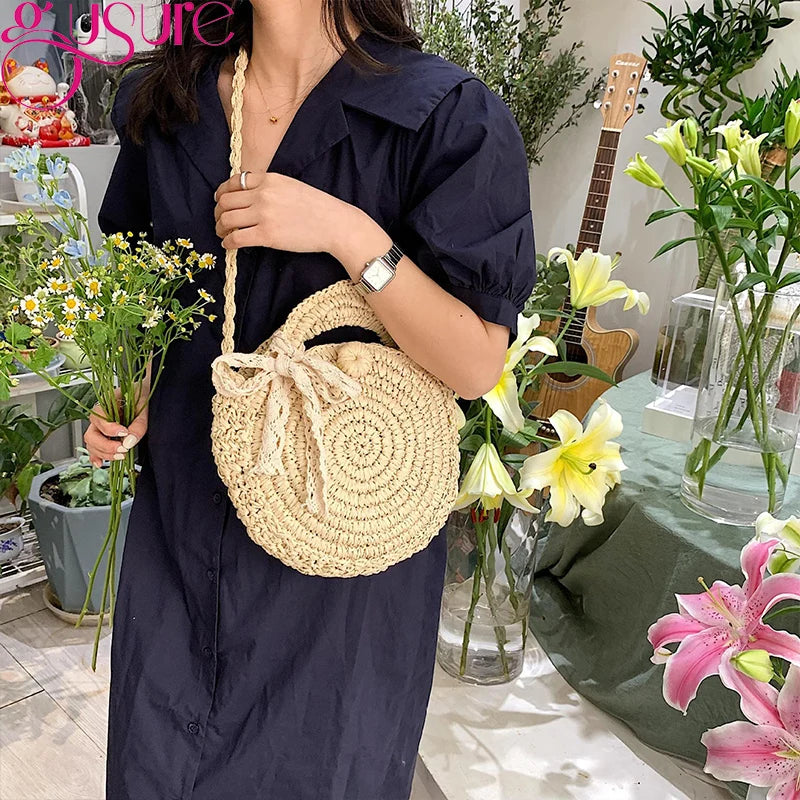 Summer Straw Woven Bags For Women Raffia Rattan Beach Bags
