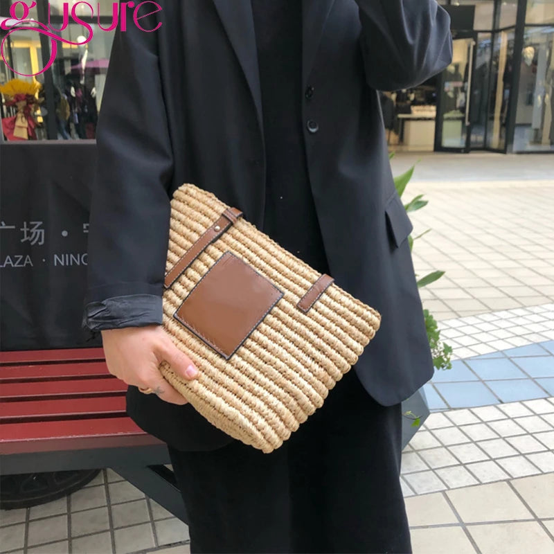 Women Straw Beach Tote Bag Rattan Bohemian Shoulder Summer Travel Purse