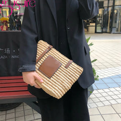 Women Straw Beach Tote Bag Rattan Bohemian Shoulder Summer Travel Purse