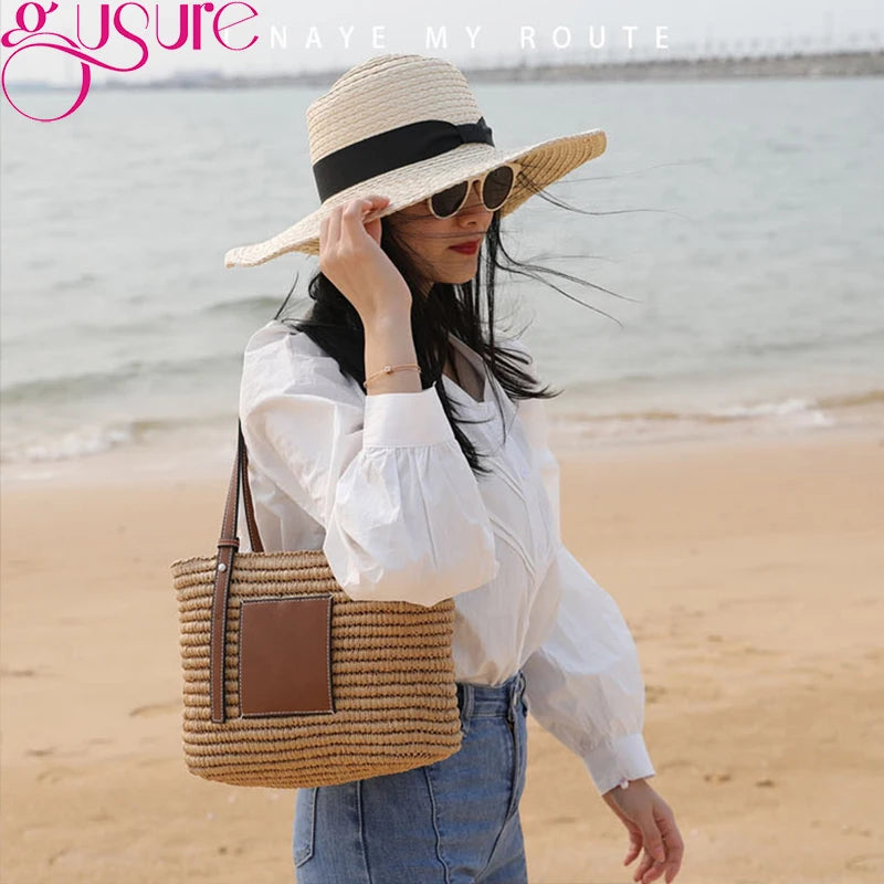 Women Straw Beach Tote Bag Rattan Bohemian Shoulder Summer Travel Purse