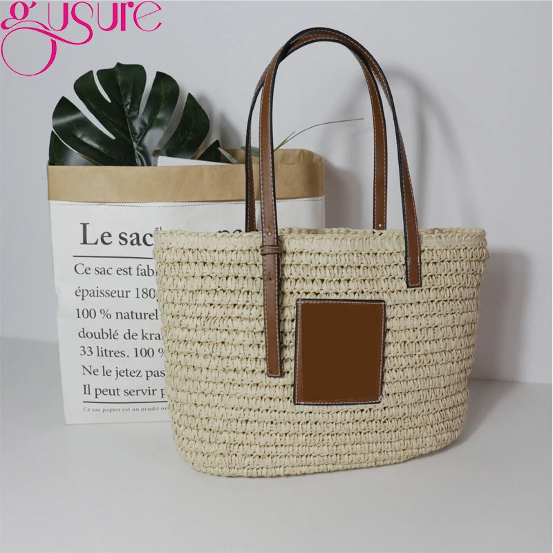 Women Straw Beach Tote Bag Rattan Bohemian Shoulder Summer Travel Purse