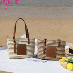 Women Straw Beach Tote Bag Rattan Bohemian Shoulder Summer Travel Purse