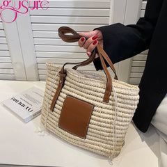 Women Straw Beach Tote Bag Rattan Bohemian Shoulder Summer Travel Purse