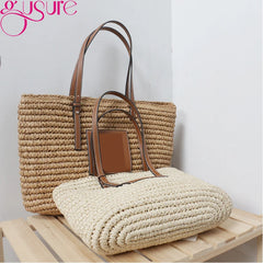 Women Straw Beach Tote Bag Rattan Bohemian Shoulder Summer Travel Purse