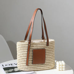Women Straw Beach Tote Bag Rattan Bohemian Shoulder Summer Travel Purse