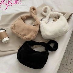 Plush Underarm Shoulder Bag Soft Winter Fluffy Tote Bags