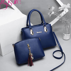 Women PU Leather Tassel Handbags Large Capacity Tote Crossbody Bags