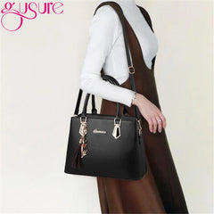 Women PU Leather Tassel Handbags Large Capacity Tote Crossbody Bags