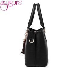 Women PU Leather Tassel Handbags Large Capacity Tote Crossbody Bags
