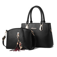 Women PU Leather Tassel Handbags Large Capacity Tote Crossbody Bags