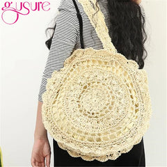 Women Travel Beach Bags Large Capacity Shopper Tote Ladies Hollow Shoulder Bags