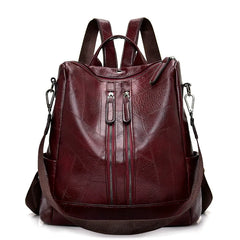 Summer Retro Women's Backpack Soft Leather School Bags for Teenage Girls